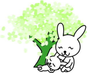 Green Sakura Tree Baby And Mother Image